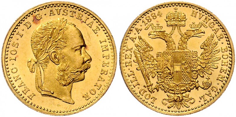 Franz Joseph I. 1848 - 1916
 Dukat 1884 Wien. 3,50g. Fr. 1243 vz