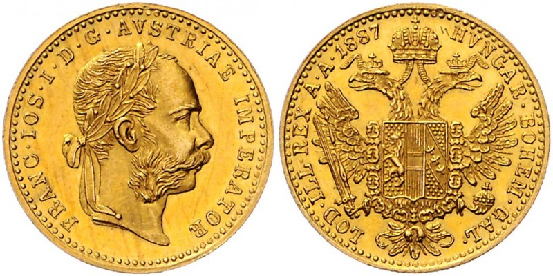 Franz Joseph I. 1848 - 1916
 Dukat 1887 Wien. 3,48g. Fr. 1246 ss/vz