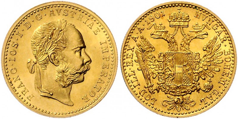 Franz Joseph I. 1848 - 1916
 Dukat 1901 Wien. 3,50g. Fr. 1260 f.stgl