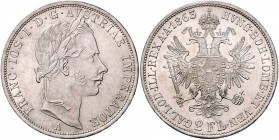 Franz Joseph I. 1848 - 1916
 2 Gulden / 2 Florin 1863 A Wien. 24,74g. Fr. 1361 vz