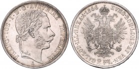 Franz Joseph I. 1848 - 1916
 2 Gulden / 2 Florin 1866 A Wien. 24,72g. Fr. 1364 vz/stgl