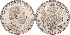 Franz Joseph I. 1848 - 1916
 Vereinstaler / 1 1/2 Gulden 1858 A Wien. 18,48g. Fr. 1396 vz