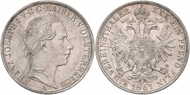 Franz Joseph I. 1848 - 1916
 Vereinstaler / 1 1/2 Gulden 1861 A Wien. 18,56g. Fr. 1409 ss/vz