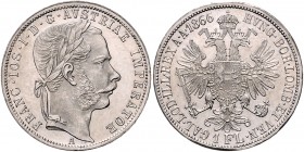 Franz Joseph I. 1848 - 1916
 1 Gulden / 1 Florin 1866 A Wien. 12,32g. Fr. 1480 vz/stgl