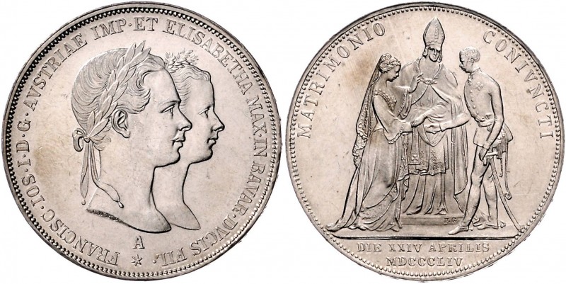 Franz Joseph I. 1848 - 1916
 2 Gulden - ,, Hochzeit 1854 Wien. 26,04g. Fr. 1901...