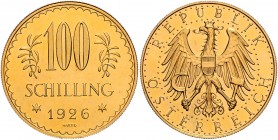 1. Republik 1918 - 1933 - 1938
 100 Schilling 1926 Wien. 23,56g. Her. 5 vz/stgl