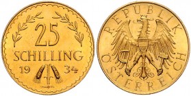 1. Republik 1918 - 1933 - 1938
 25 Schilling 1934 Wien. 5,90g. Her. 24 vz/stgl