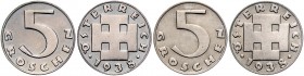 im 3. Reich 1938 - 1945
 2x 5 Groschen 1938 Wien. 2,52g. J. 618 ss