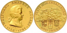 Salzburg unter österreichischer Regierung 1816 - 1938
 Bronzemedaille 1931 vergoldet, 900 Jahre Burg Hohen Salzburg, von A. Hartig, Dm 36 mm. Salzbur...