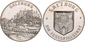 Salzburg unter österreichischer Regierung 1945 - heute
 Silbermedaille o. Jahr auf die Salzburger Festspiele, Dm 35 mm. Salzburg. 19,98g. Macho --. v...