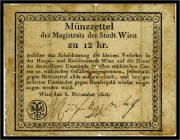 12 Kreuzer der Stadt Wien 1805, Ausgegebene Note. Kodnar/Künstner 39, Richter NG39)a IV-V