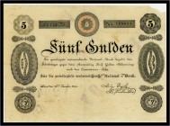 5 Gulden 1825, Ausgegebene Note, kleine Fehlstelle am oberen rechten Rand. Kodnar/Künstner 64 a, Richter 62a III-IV
