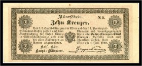 10 Kreuzer 1849, Ausgegebene Note. Kodnar/Künstner 81, Richter 104 II