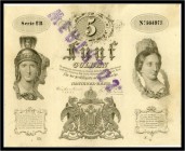 5 Gulden 1847 (erst 1851 ausgegeben), Ausgegebene Note. Mit Aufdruck „WERTHLOS . Kodnar/Künstner 86, Richter 76a III-IV