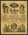 10 Gulden 1847, Ausgegebene Note. Mittelbug auf der ganzne Länge geklebt. Kodnar/Künstner 87, Richter 77 IV