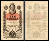 1 Gulden 1858, Ausgegebene Note, ohne Aufdruck. Kodnar/Künstner 91 a, Richter 128 III