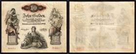 10 Gulden 1858, Ausgegebene Note. Kodnar/Künstner 92, Richter 129 III-