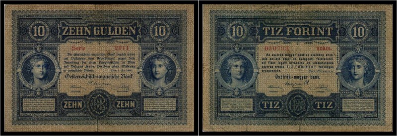 10 Gulden 1880, Ausgegebene Note. Kodnar/Künstner 104 a, Richter 141 III