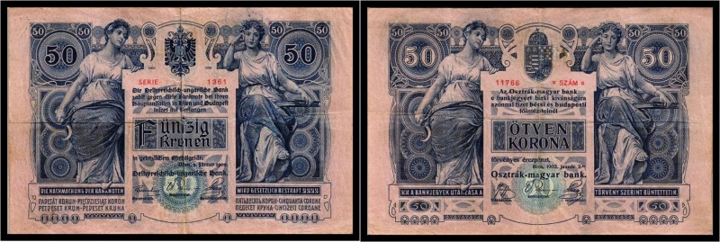 50 Kronen 1902, Ausgegebene Note. Kodnar/Künstner 113 a, Richter 150 III-