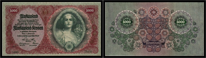 5.000 Kronen 1922. Kodnar/Künstner 171 a, Richter 216 I