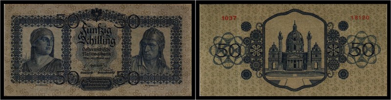 50 Schilling 1929. Kodnar/Künstner 187 a, Richter 234 II-III