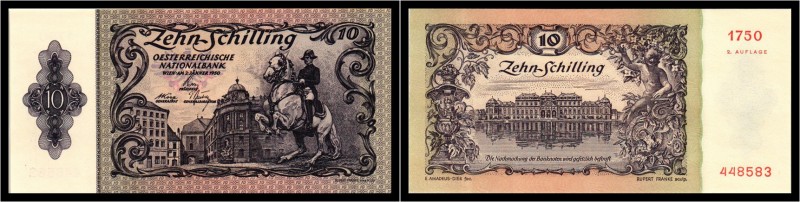 10 Schilling 1950, 2. Auflage. Kodnar/Künstner 236 a, Richter 281 I