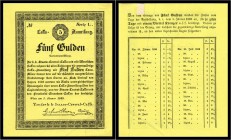 5 Gulden 3%ige Cassa-Anweisung 1849 Muster/Probedruck. Kodnar/Künstner C 7 (siehe Anmerkung Filatelie Klim 2015 EURO 5600.-), Richter - II