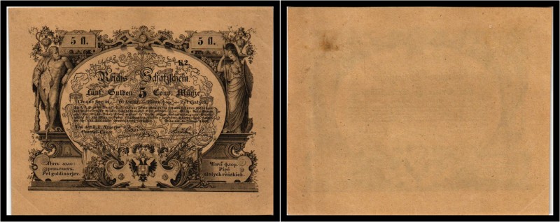 5 Gulden 1851, Reichs-Schatzschein unverzinst, Formular. Kodnar/Künstner C 25 s,...