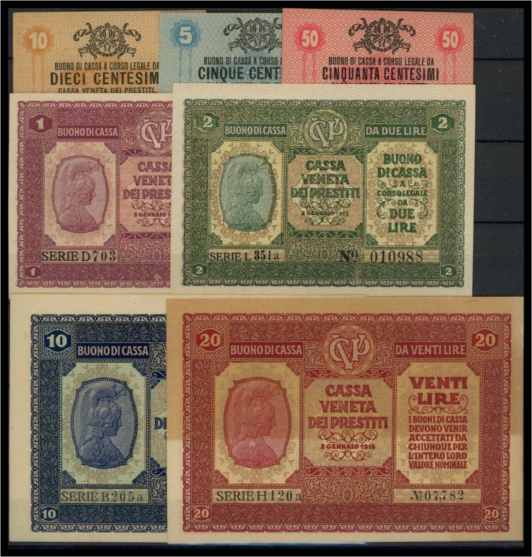 Italien - Venedig - Cassa Veneta 1918 - 5,10, 50 Centesimi, 1,2,10, 20 Lire (sto...