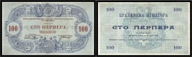 Montenegro - 100 Perpera 1914, dazu 4 weitere Scheine: 1, 5, 10 u. 20 Perpera I-II