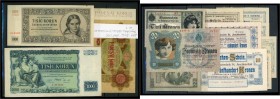 Tschechien - Lot von ca. 170 Banknoten und Notgeld, drunter auch seltene Ausgaben wie zB 50 Kronen 1919 (II-), etc. I-III