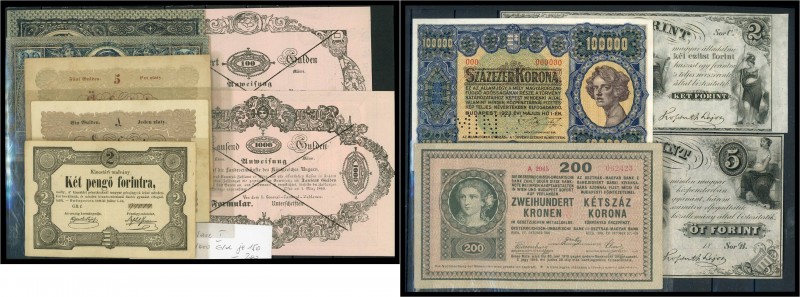 Ungarn - Lot von ca. 150 Banknoten von 1848 - 1945, darunter auch 500 + 1000 Gul...