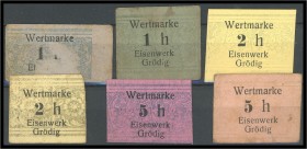 Grödig - Eisenwerk - Serien A - Z, mit 1,2,5 Heller - 5 Farben, J00291a4, J00291a3, J00291a6, J00291b16. I-III