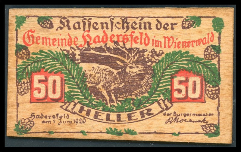 Hadersfeld - 6 Stück / 2x 10,1x 20,3x 50 Heller 1920 - FS - aus Holz, Jl.327 Ib ...