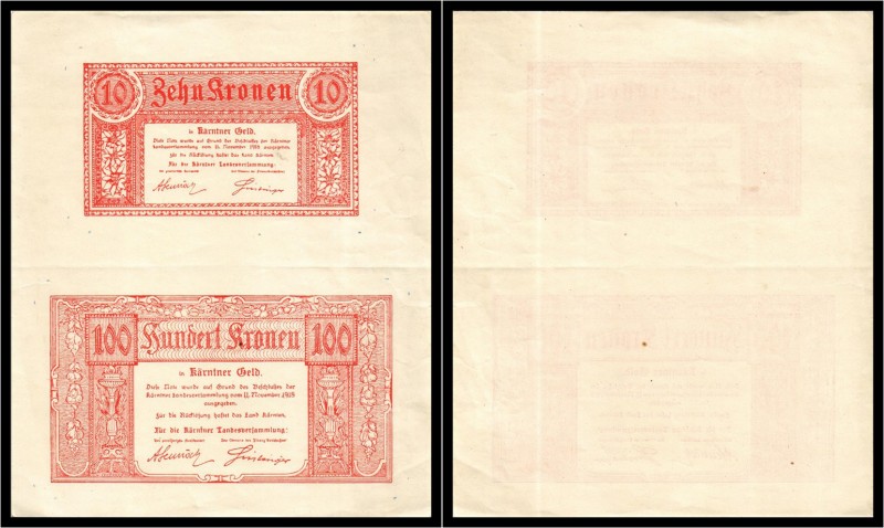 Kärnten - 10,100 Kronen - KKN.S 427 A, a1,a2,a3,c1 - Ausgaben in rot und schwarz...