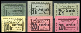Linz - Schiffswerft 1916 - 1 Serie 2x1,2,10,2x 20 Heller und 7 Stück diverse Werte, KKN.S 529 B. I-II