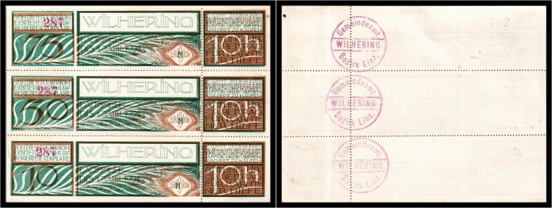 Wilhering - 10,50,75 Heller - KKN.S 1236a - 5 Serien - 5 versch. Ausgaben 1921 I