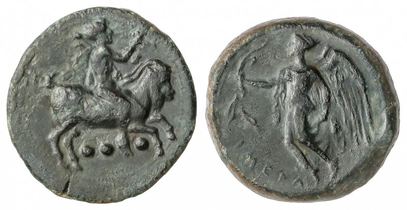 Tetras. 420-410 a.C. SICILIA. HIMERA. Anv.: Jinete desnudo montando cabra a dere...