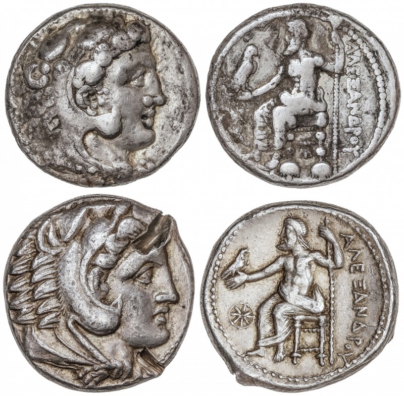 Lote 2 monedas Tetradracma. 336-323 a.C. ALEJANDRO MAGNO. MACEDONIA. AMPHIPOLIS....