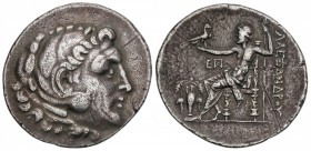 Tetradracma. 336-323 a.C. ALEJANDRO III. TEMNOS. Anv.: Cabeza de Hércules a derecha. Rev.: Zeus sentado a izquierda, con águila y cetro, debajo ánfora...