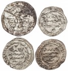 Lote 4 monedas Dirham. 232H, 250H, 382H y 385H. EMIRATO-CALIFATO. ABDERRAHMÁN II, MUHAMMAD I y HIXEM II (2). AL-ANDALUS. AR. (Una oxidaciones y grieta...