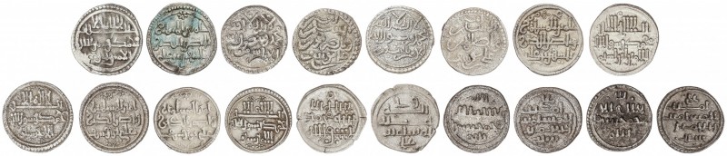 Lote 9 monedas Quirate. ALÍ BEN YUSUF, ALI Y EL EMIR SIR, ALI Y EL EMIR TASHFIN....