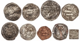 Lote 9 monedas Felús y Dirham (8). 240H a 330H. EMIRATO (6), CALIFATO (2) y ALMOHADES. AE y AR (8). Incluye Dirham (6) Muhammad I Al-Andalus (240H (3)...