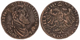 Jetón. 1555. ABDICACIÓN DE LOS PAÍSES BAJOS. 3,68 grs. AE. Ø 29 mm. En la abdicación de Bruselas (1555-1556), Carlos I dejó el Gobierno Imperial a su ...