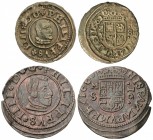 Lote 2 monedas 8 y 16 Maravedís. AE. 8 Maravedís 1662, MADRID-Y; 16 Maravedís 1663, MADRID-S. AC-363, 475. MBC+.