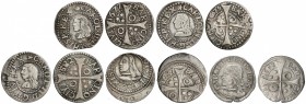 Lote 5 monedas Croat. 1675, 1677, 1682, 1687 y 1698. BARCELONA. A EXAMINAR. AC-199, 208, 209, 210, 212. MBC- a MBC.