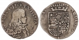 1/8 Felipe. (1676). MILÁN. 3,28 grs. AR. Pátina. ESCASA. KM-85; Vti-9. MBC-.