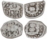 Lote 2 monedas 1 Real. 1734 y 1737. GUATEMALA. J. 3,04 y 2,68 grs. ESCASAS. AC-355, 358. (BC+).
