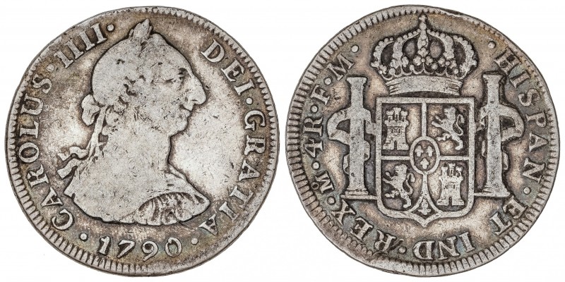 4 Reales. 1790. MÉXICO. F.M. 12,99 grs. Busto de Carlos III. Ordinal IIII. MUY E...