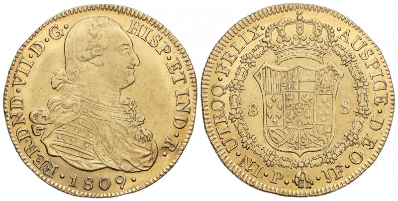 8 Escudos. 1809. POPAYÁN. J.F. 26,94 grs. Busto de Carlos IV. AC-1807; XC-1275. ...